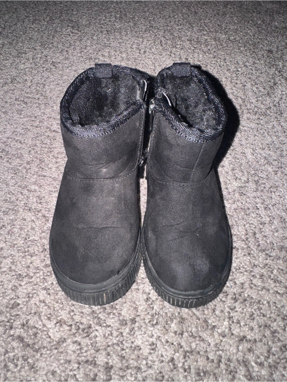 Cat & Jack Black Faux-Suede Kids Zipper Boots